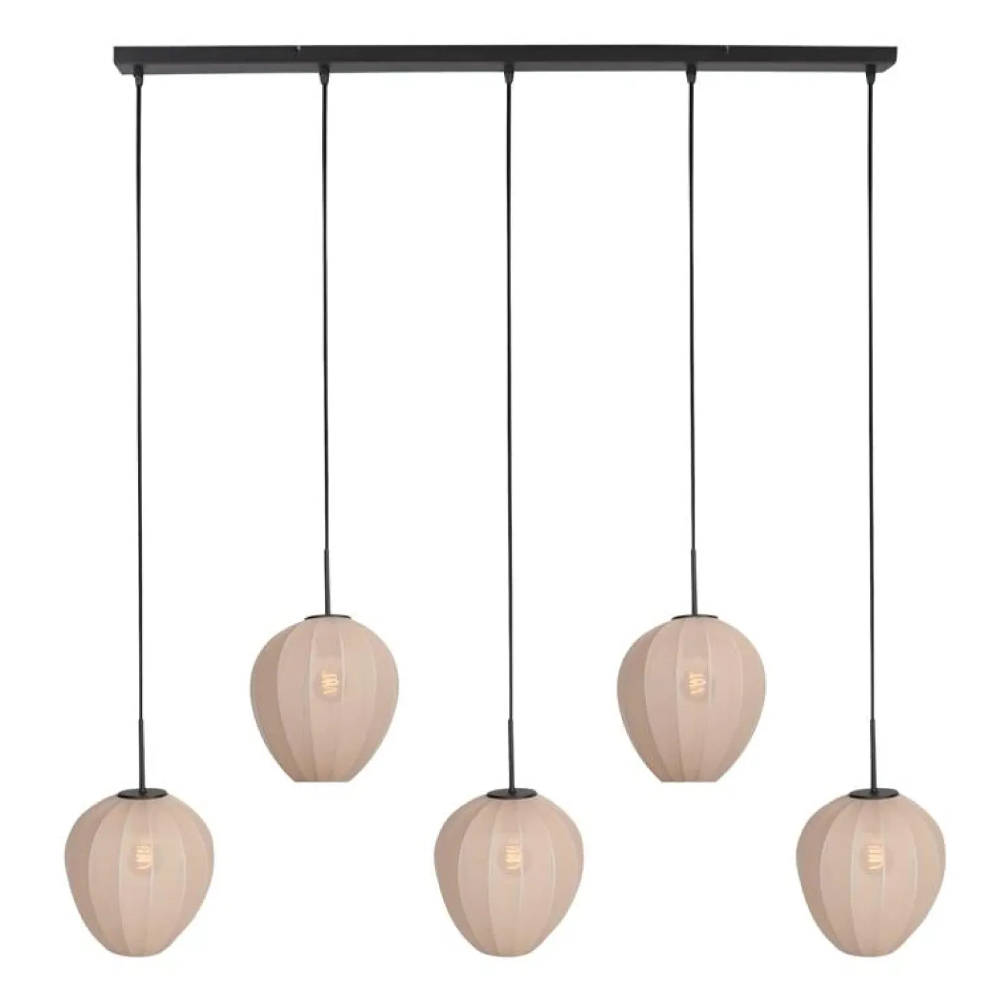 Zavi 5-lichts Hanglamp Crème Stof