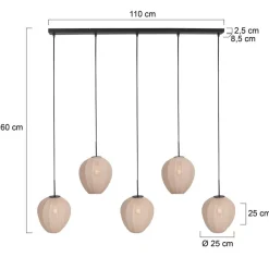 Zavi 5-lichts Hanglamp Crème Stof