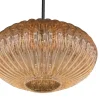 Zavi 1-lichts Hanglamp Geribbeld Amberglas