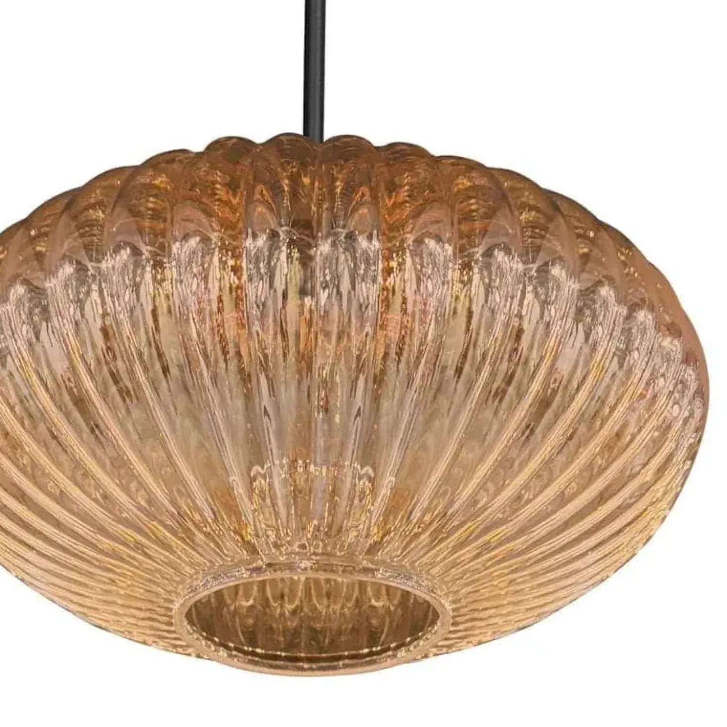 Zavi 1-lichts Hanglamp Geribbeld Amberglas