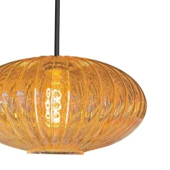 Zavi 1-lichts Hanglamp Geribbeld Amberglas