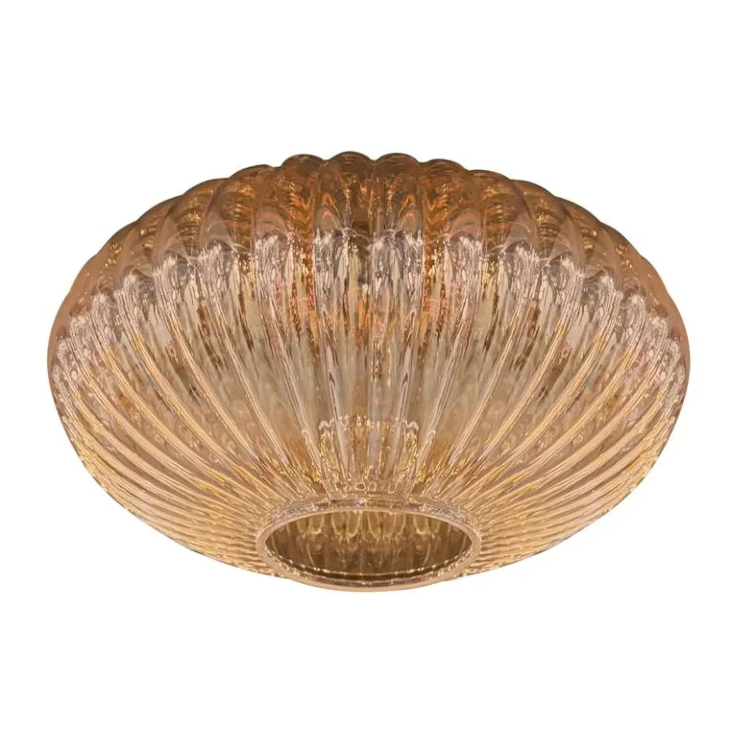 Zavi 1-lichts Hanglamp Geribbeld Amberglas