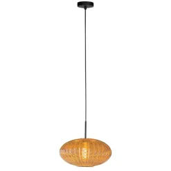 Zavi 1-lichts Hanglamp Geribbeld Amberglas