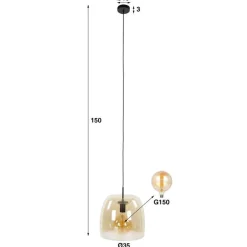 Zeldana 1-lichts Hanglamp Amber glas