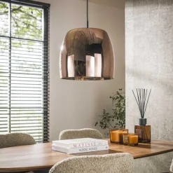 Zeldana 1-lichts Hanglamp Koper glas