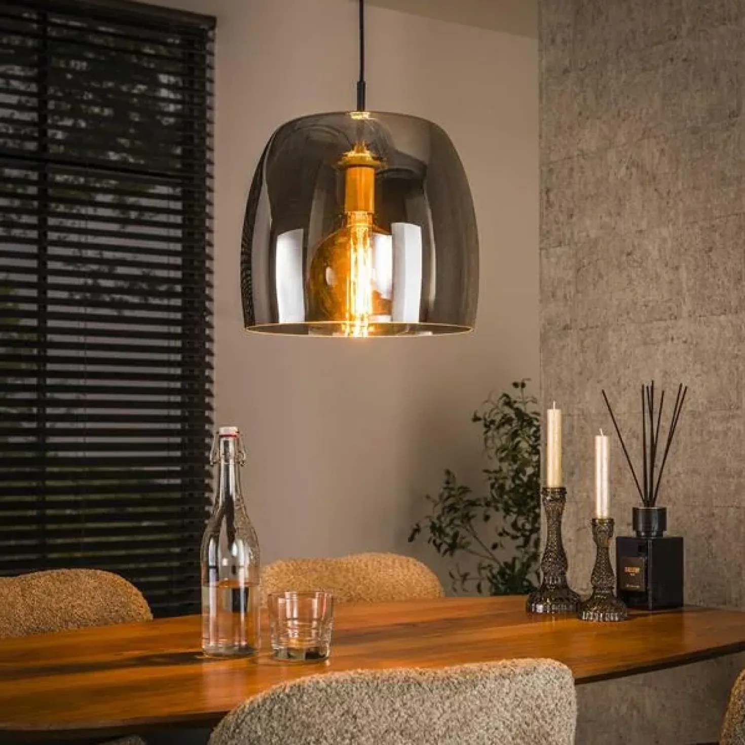 Zeldana 1-lichts Hanglamp Smoke glas