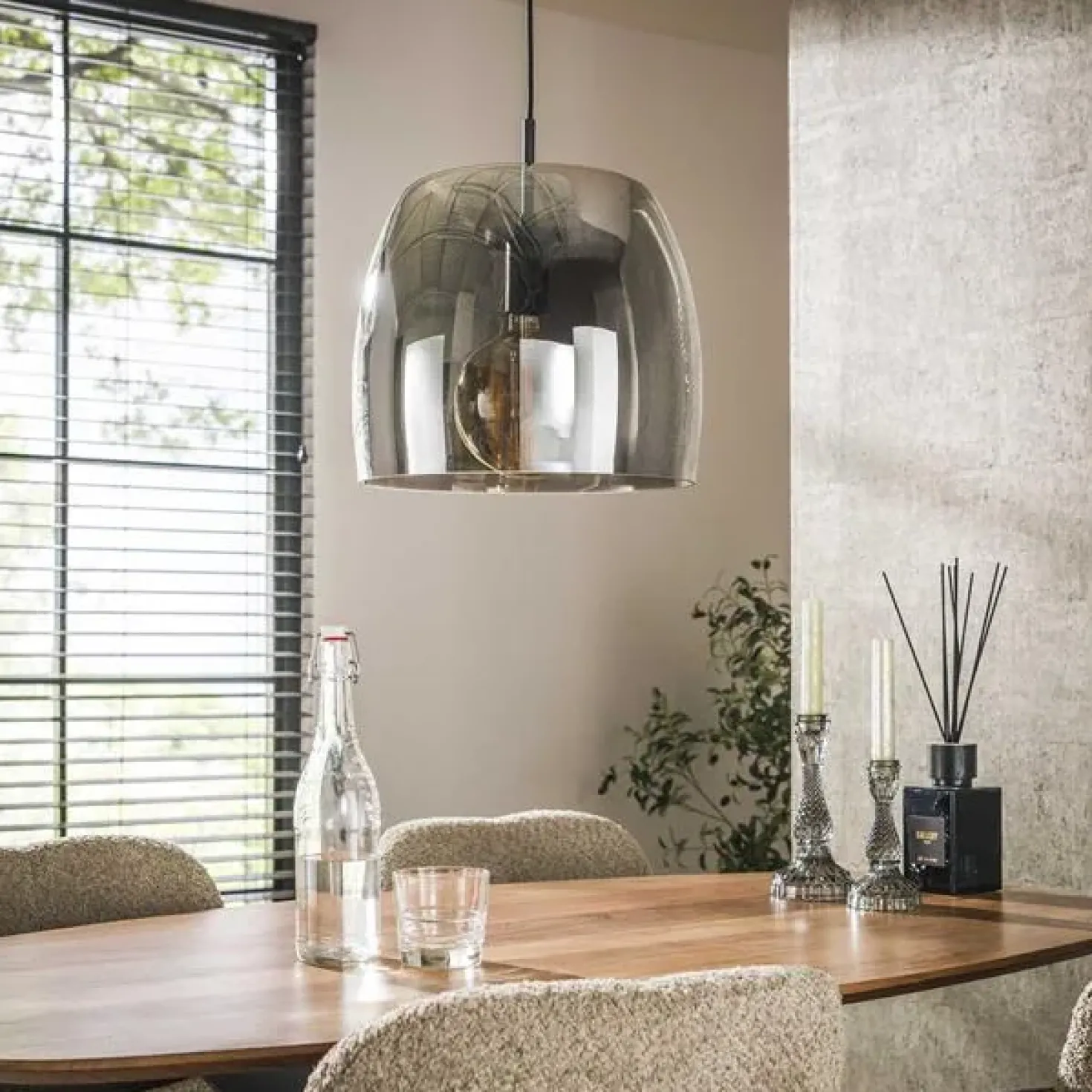 Zeldana 1-lichts Hanglamp Smoke glas