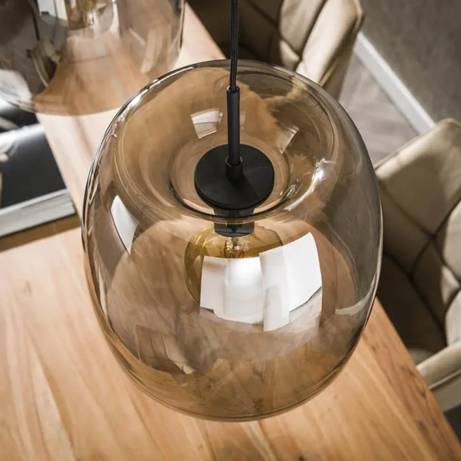 Zeldana 3-lichts Hanglamp Smoke glas