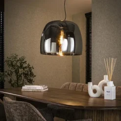 Zeldana 1-lichts Hanglamp XL Smoke Glas