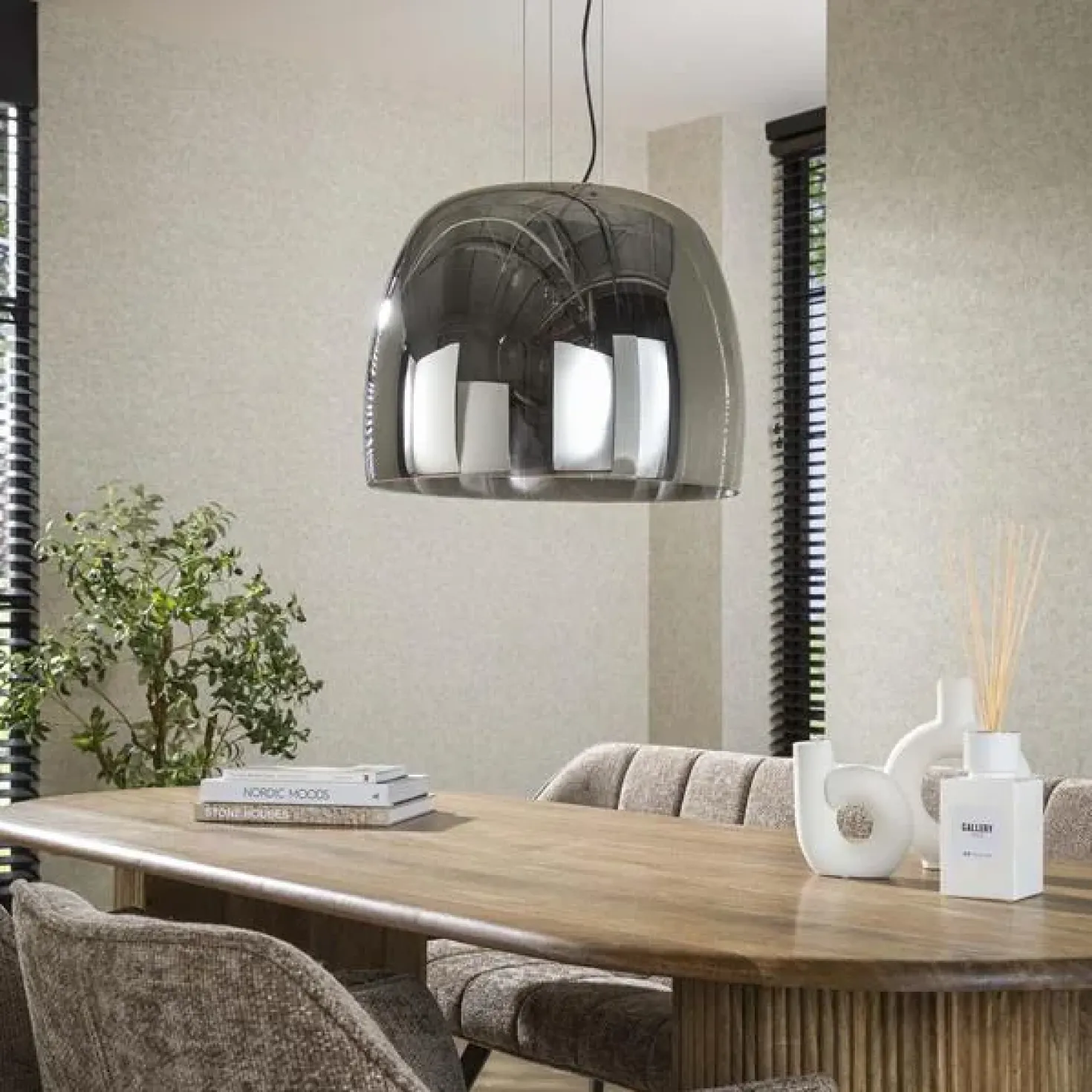 Zeldana 1-lichts Hanglamp XL Smoke Glas