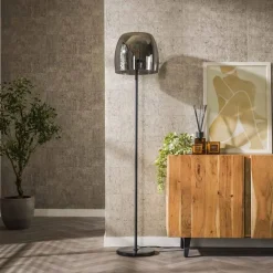 Zeldana 1-lichts Vloerlamp Smoke glas