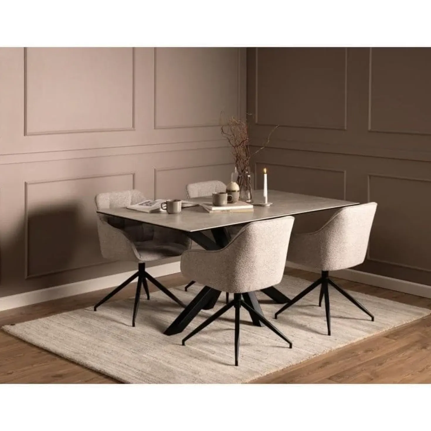 Zuvio Eettafel Grijs Keramiek 160cm