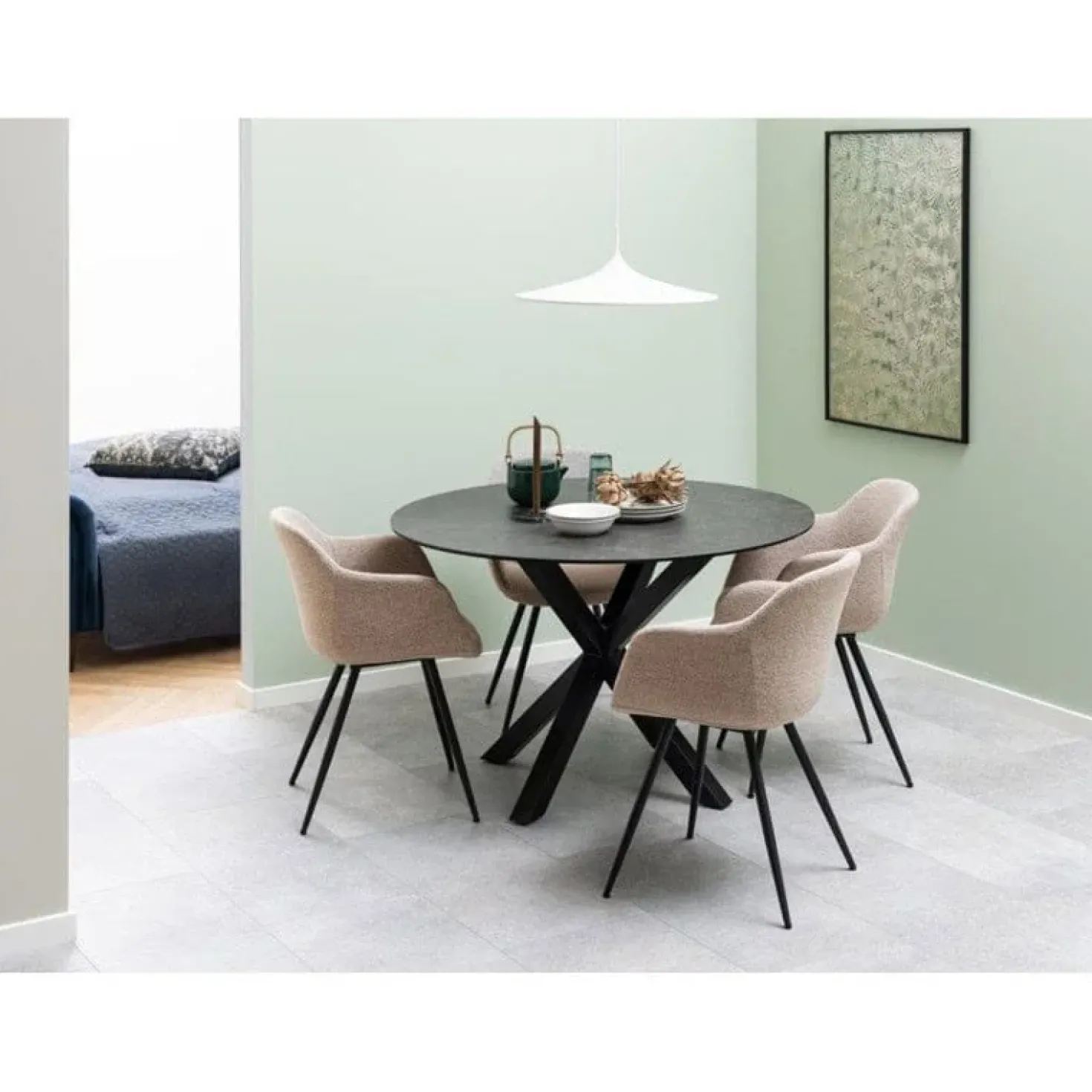 Zuvio Eettafel Rond Zwart Keramiek 120cm