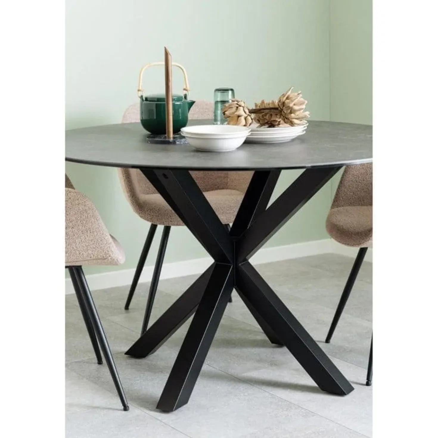 Zuvio Eettafel Rond Zwart Keramiek 120cm