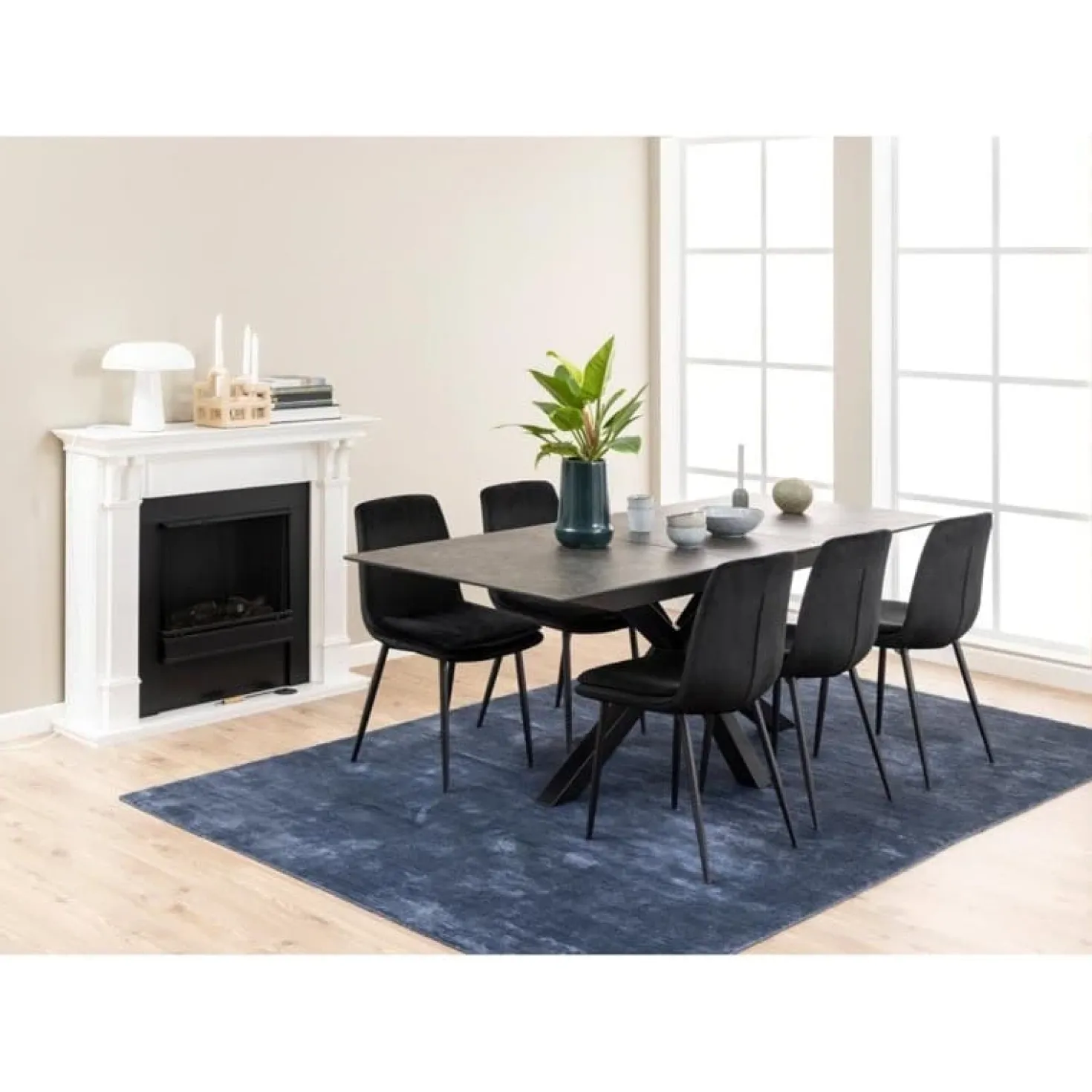 Zuvio Uitschuifbare Eettafel Zwart Keramiek 210cm