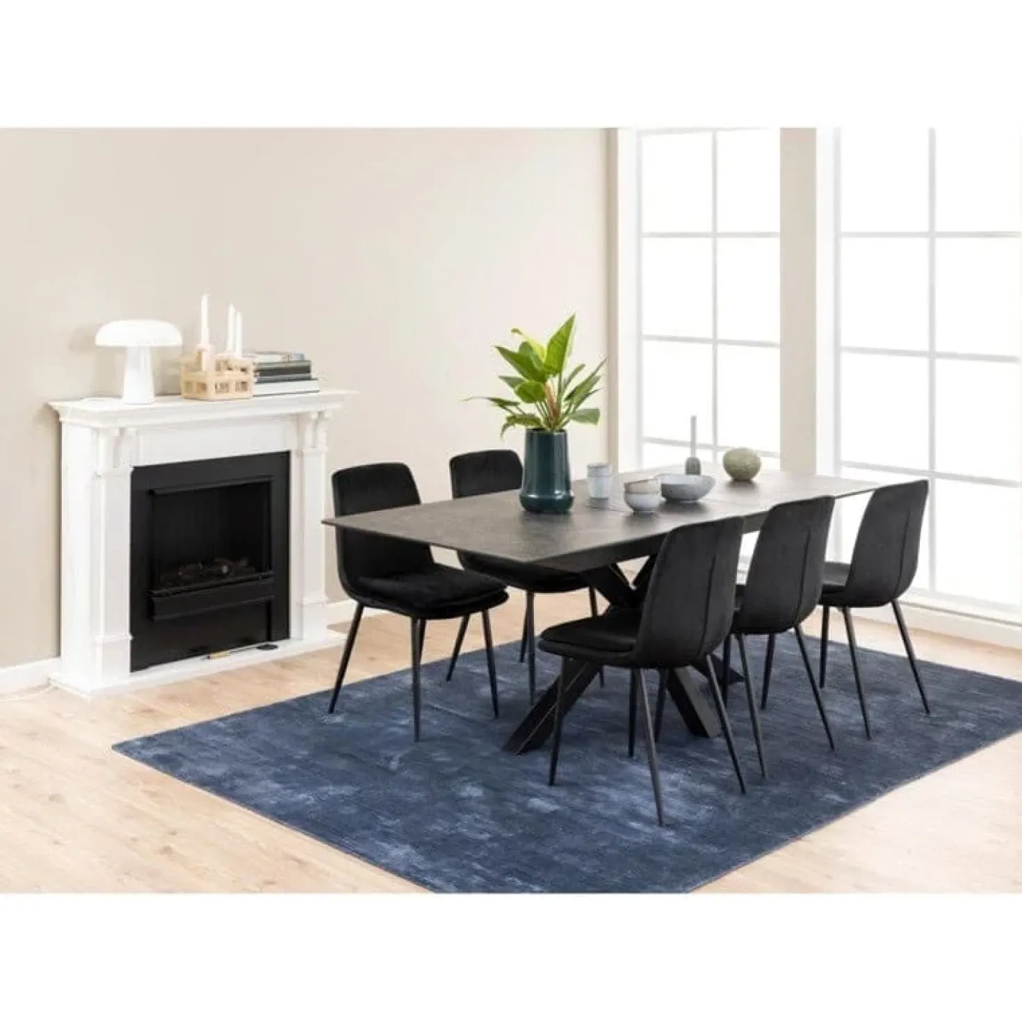 Zuvio Uitschuifbare Eettafel Zwart Keramiek 210cm