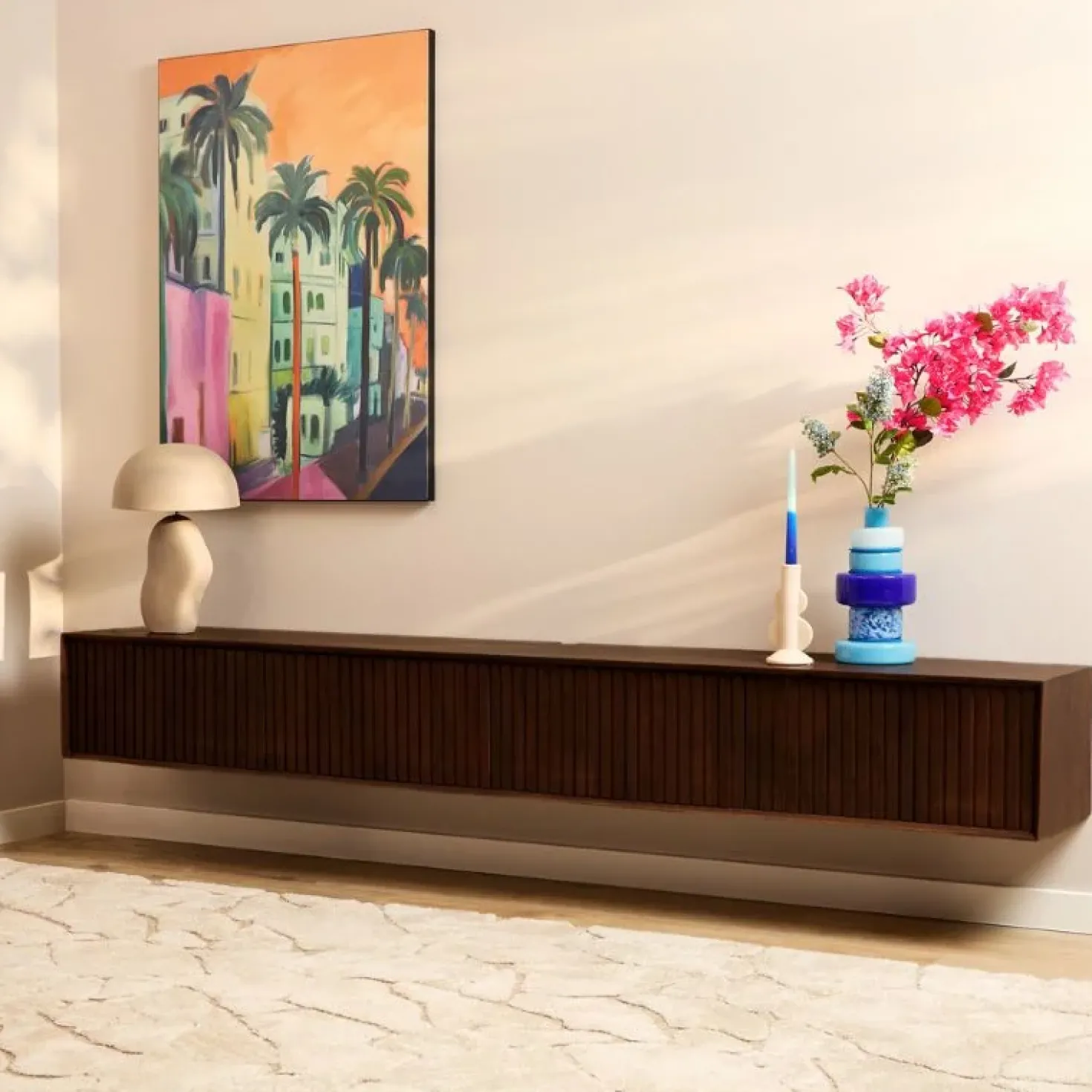 Zwevend Tv meubel Martin Walnoot 240cm