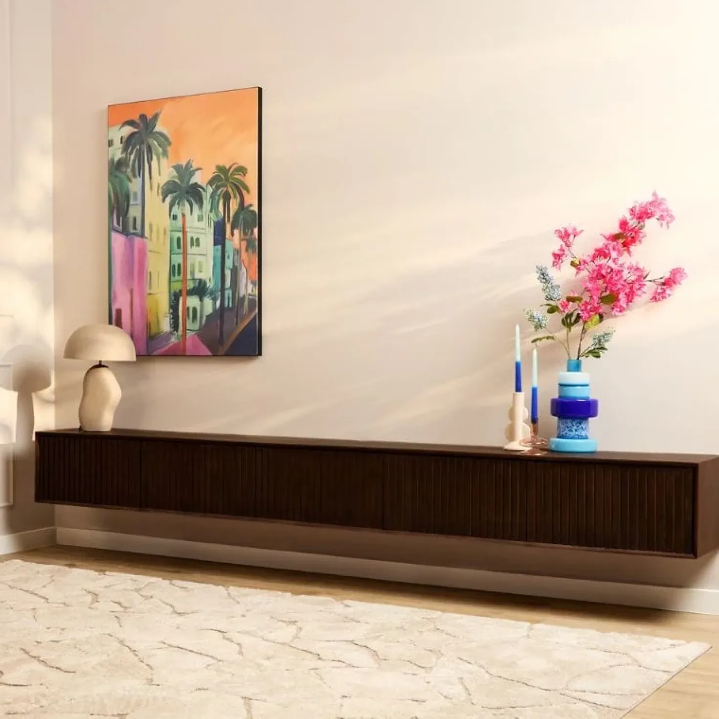 Zwevend Tv meubel Martin Walnoot 280cm