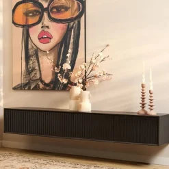 Zwevend Tv meubel Martin Zwart 200 cm