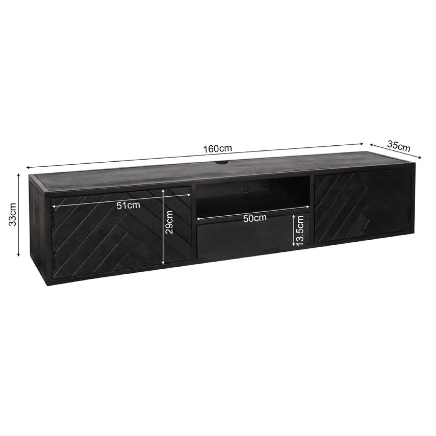 Zwevend Tv meubel Scandi 160 cm