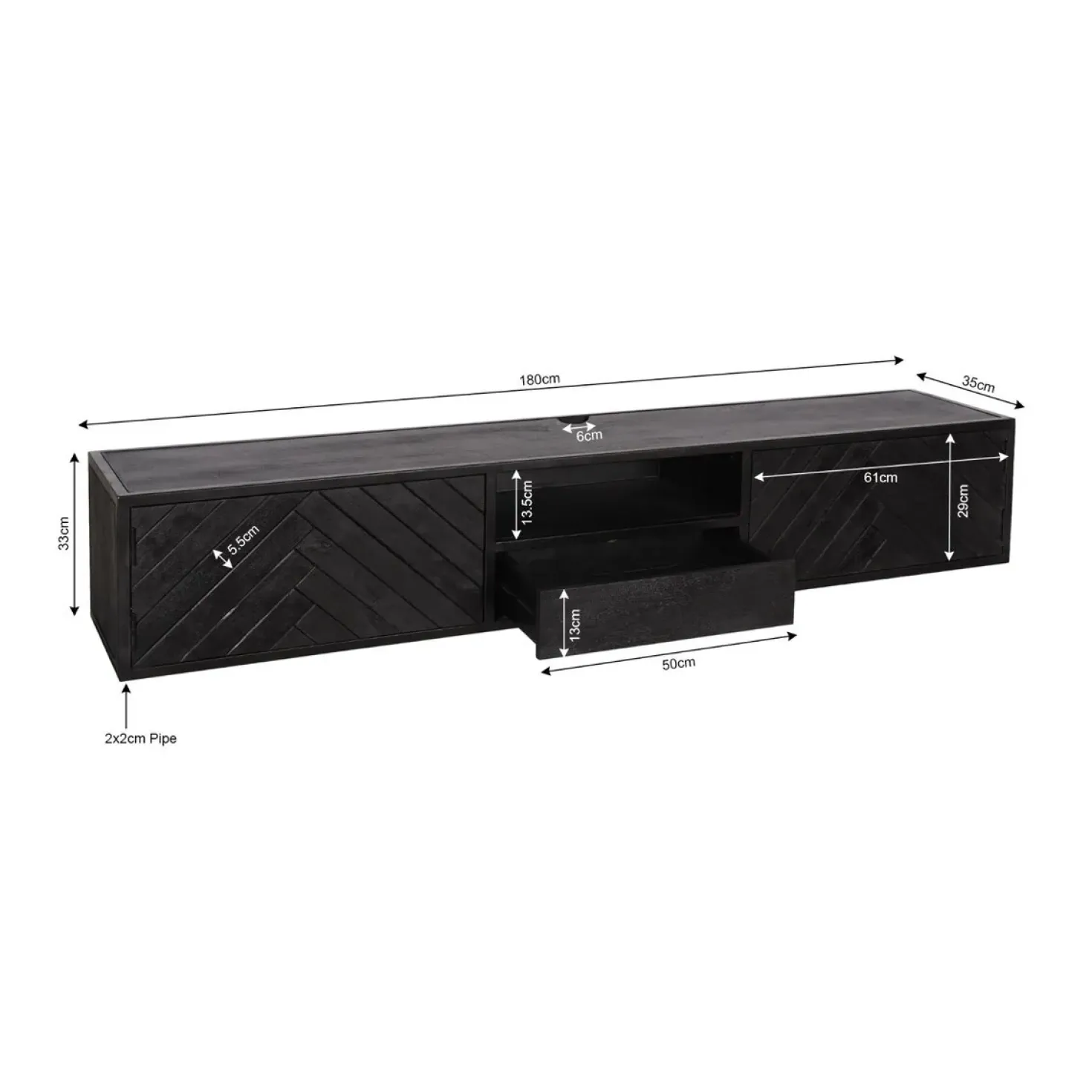Zwevend Tv meubel Scandi 180 cm